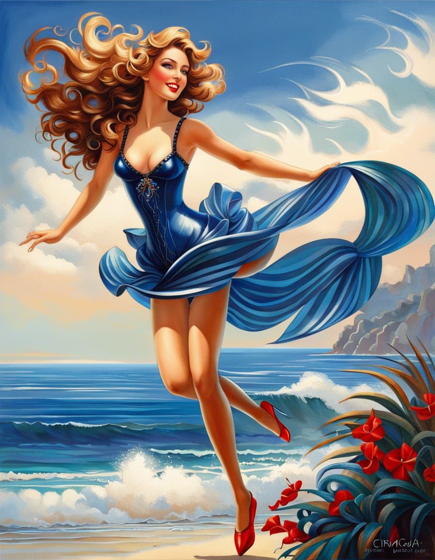 Cute Smiling Girl on the Sea Beach