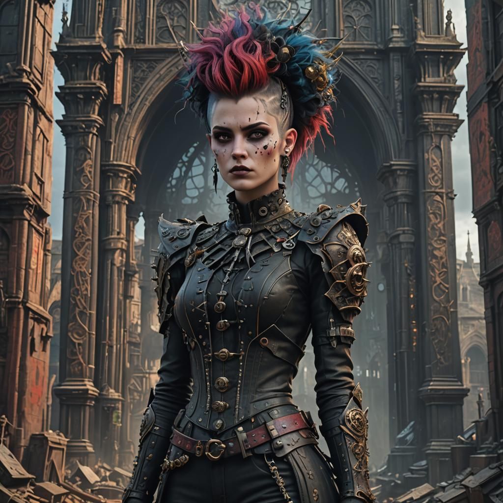 Punk Gothic Woman: Detailed Matte Painting