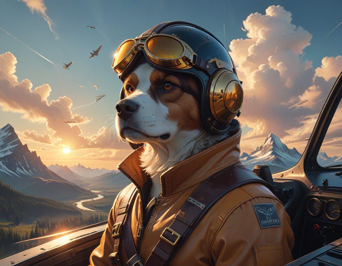 Vintage Aviator in Steam-Powered Fighter Jet