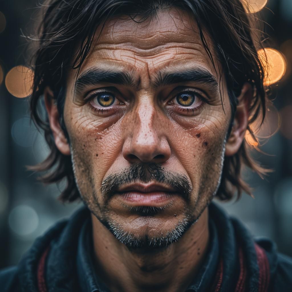 Dramatic Portrait in Somber Mood with Bokeh