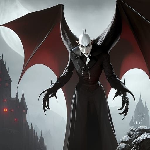 Nosferatu Drácula Vampire Bela Lugosi. a masterpiece, 8k resolution, dark fantasy concept art, by Greg Rutkowski, dynami...