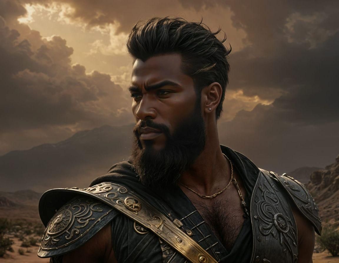 Epic Desert Barbarian Portrait in High Fantasy Style