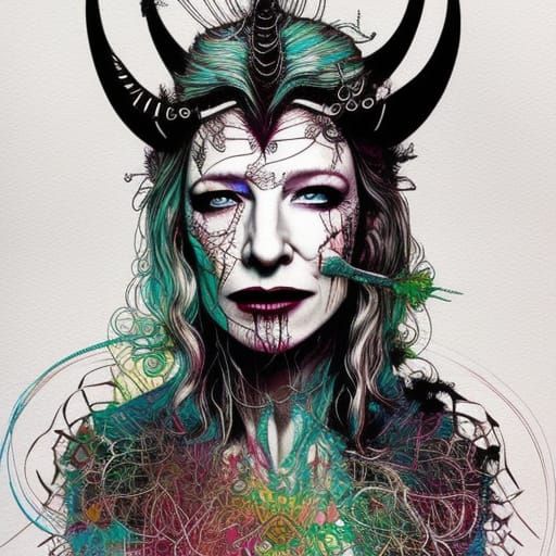 Cate Blanchett as Goth Viking Vampire: Detailed Art