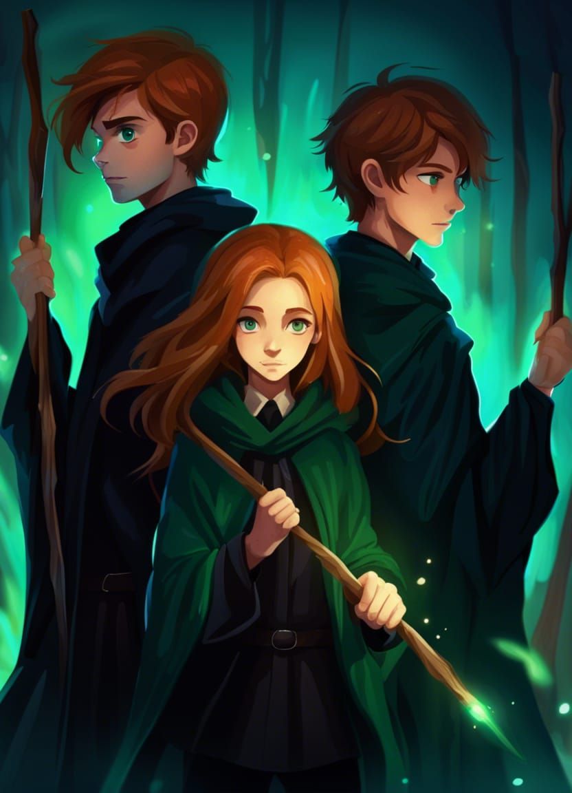 Hogwarts Wizards Ready for Battle: Dark Fantasy Art
