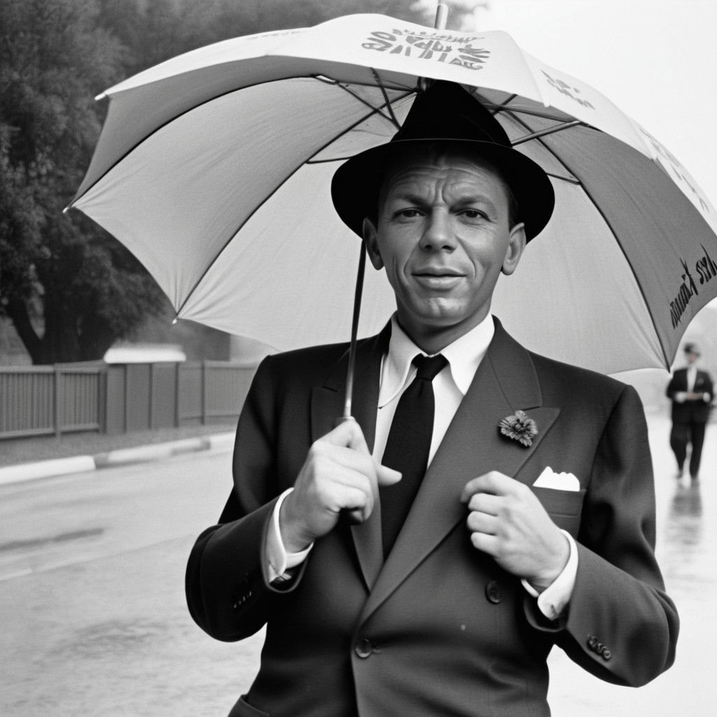 Classic Hollywood Icon Walks in the Rain