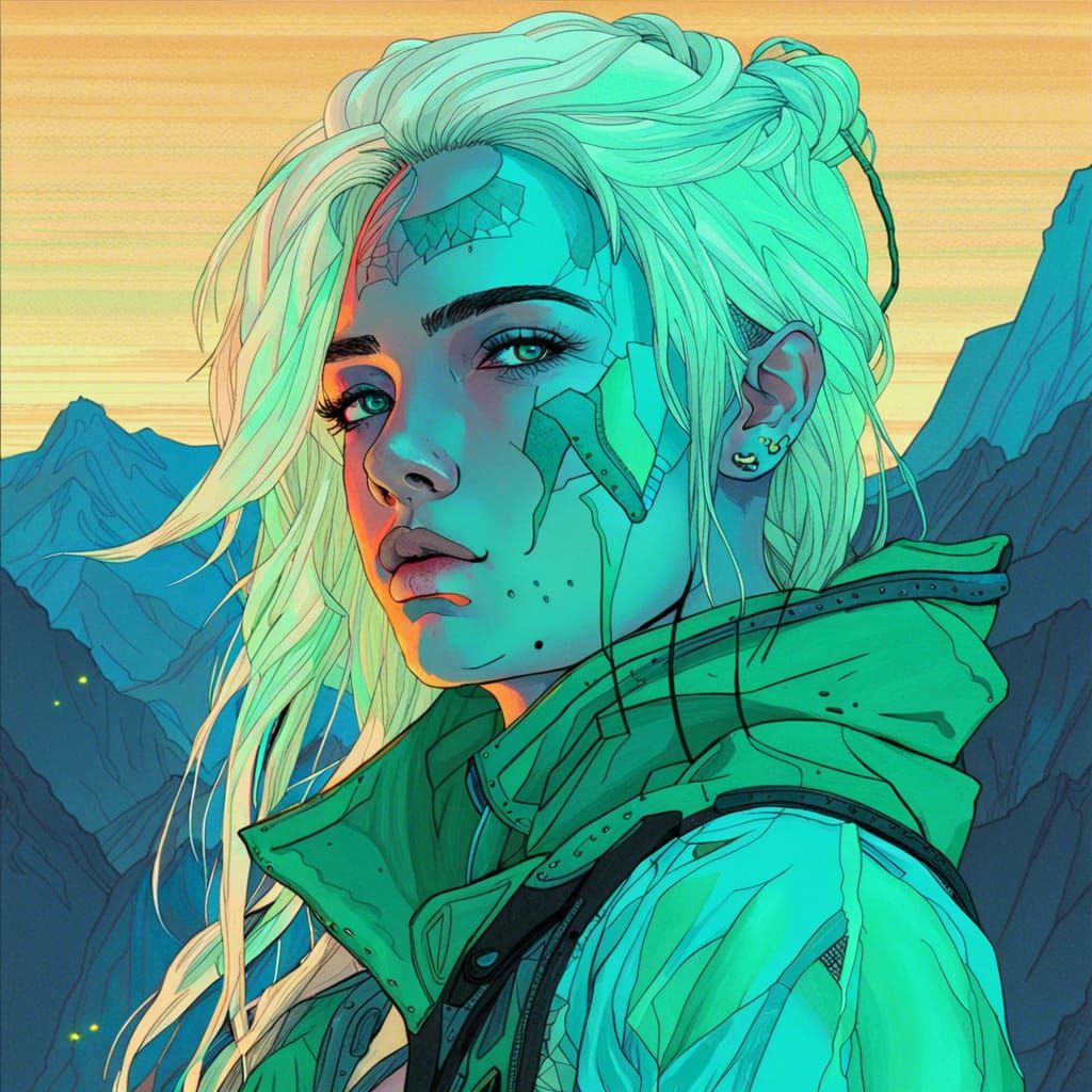 Non-Binary Ranger Portrait in Cyberpunk Style