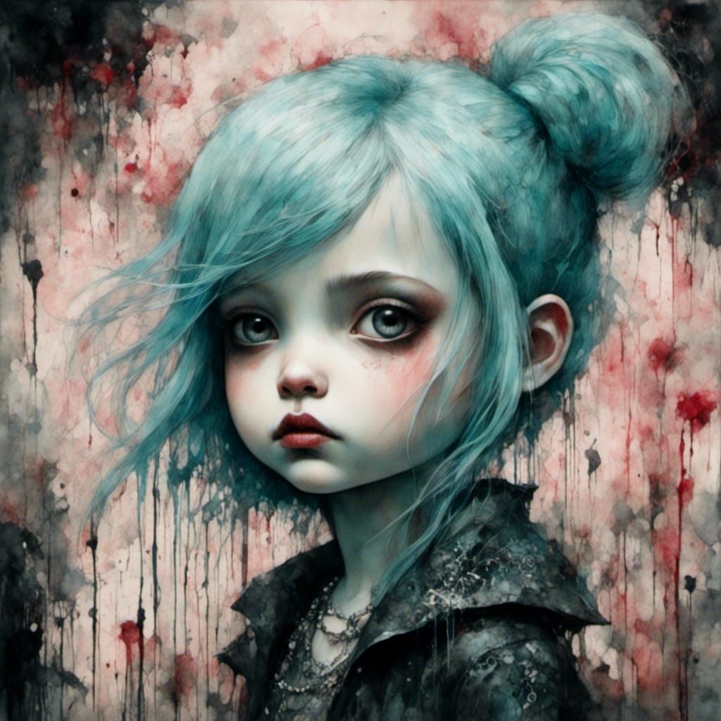 Goth Punk Girl in Art Brut Style