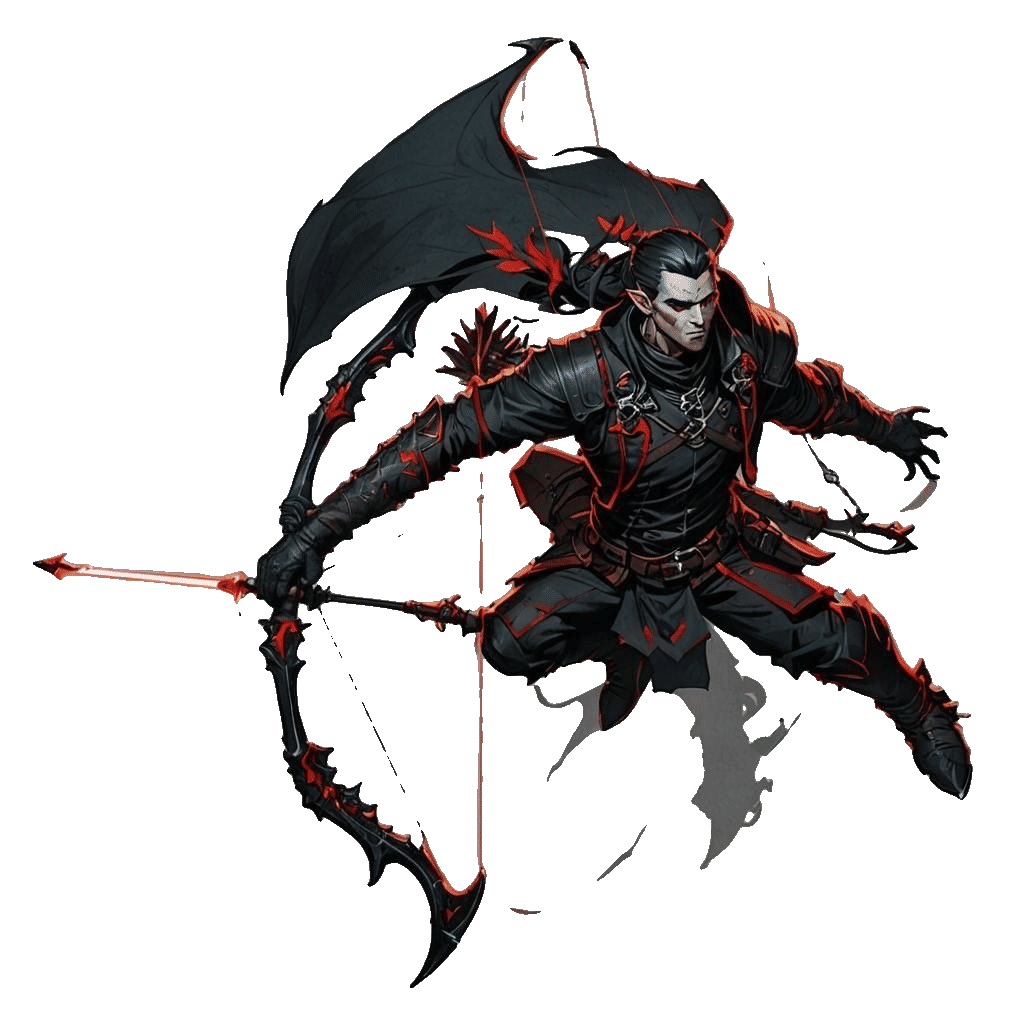Top-Down Dark Archer in Fantasy Style