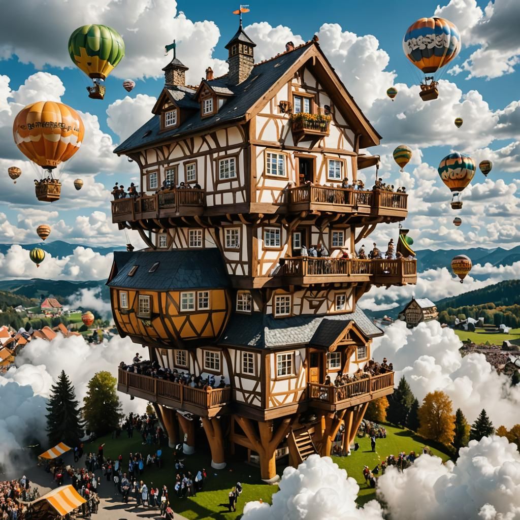 Giant Beer Stein House in the Clouds