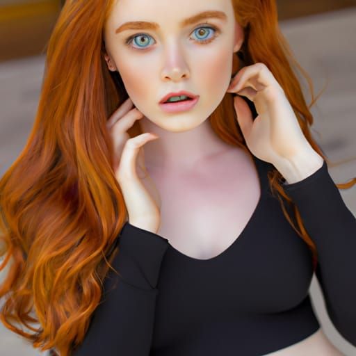 Anime Girl with Red Hair and Blue Eyes