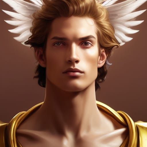 Angelic Prince in Gold Accessories, Heavenly Portrait