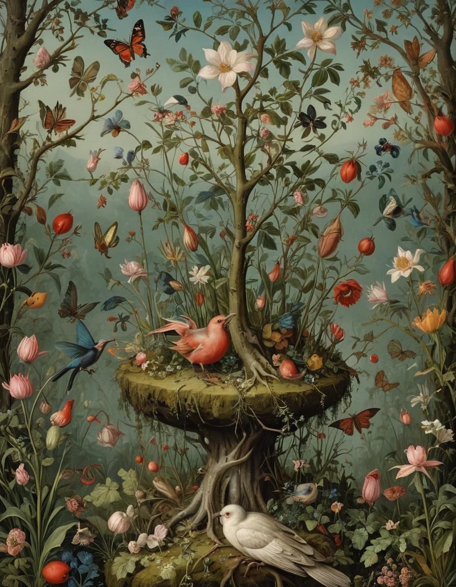 Botanical Nightmare: A Bosch-Inspired Fantasy