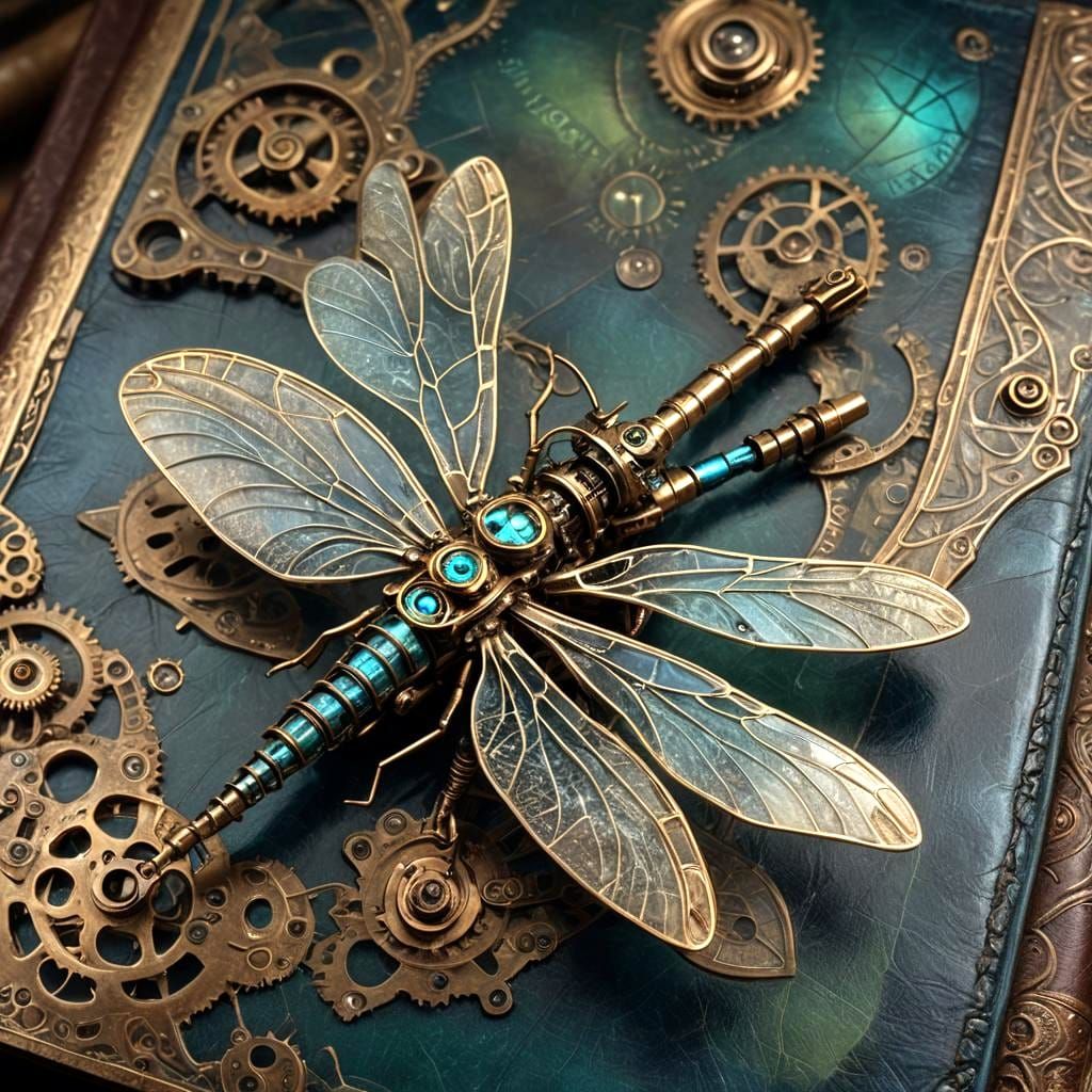 Steampunk Dragonfly: Hyperrealistic Edwardian Biomechanical ...