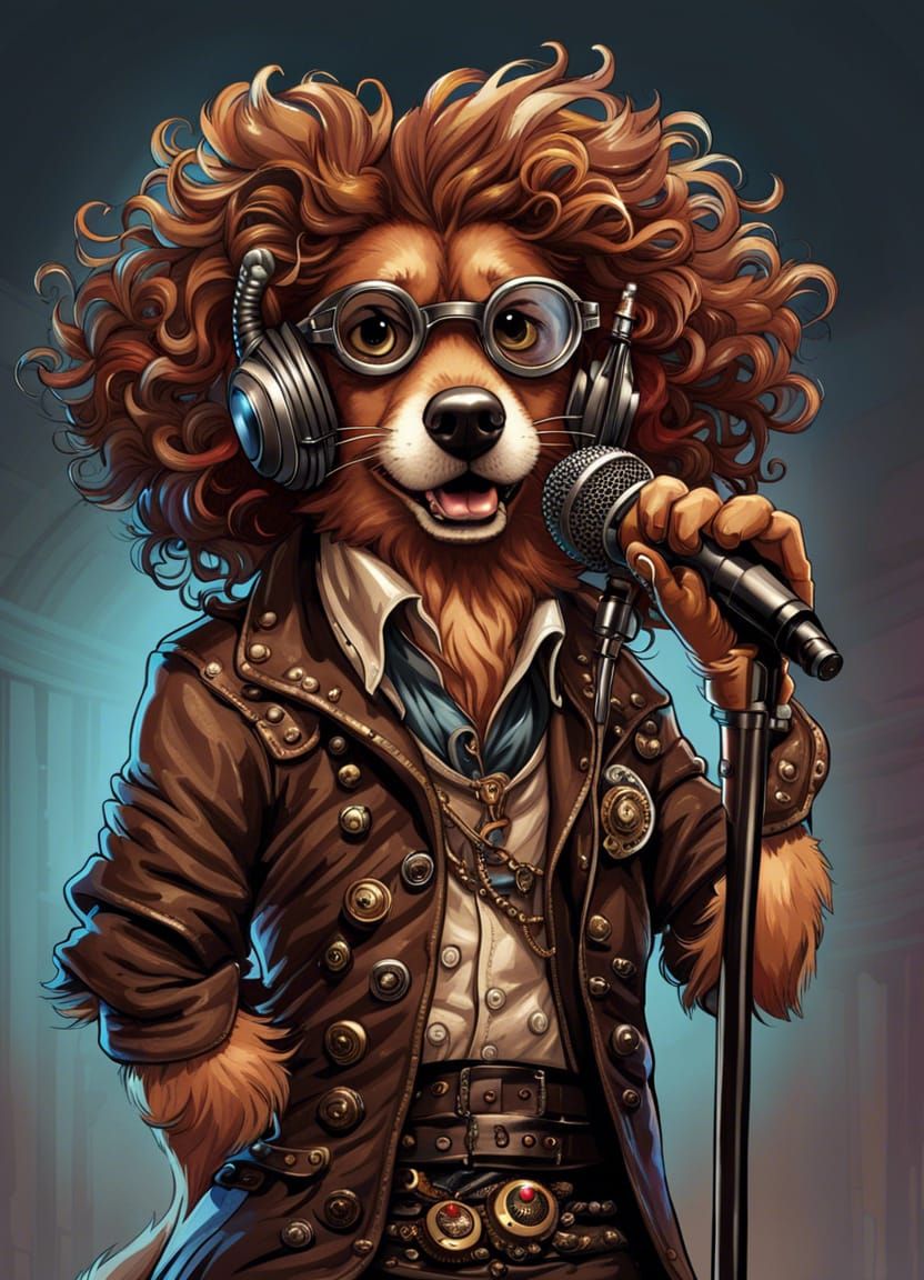 Dog with microphone
