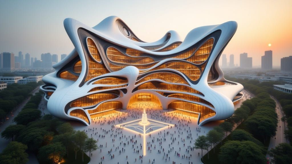 Futuristic Indian Monument in Parametric Style