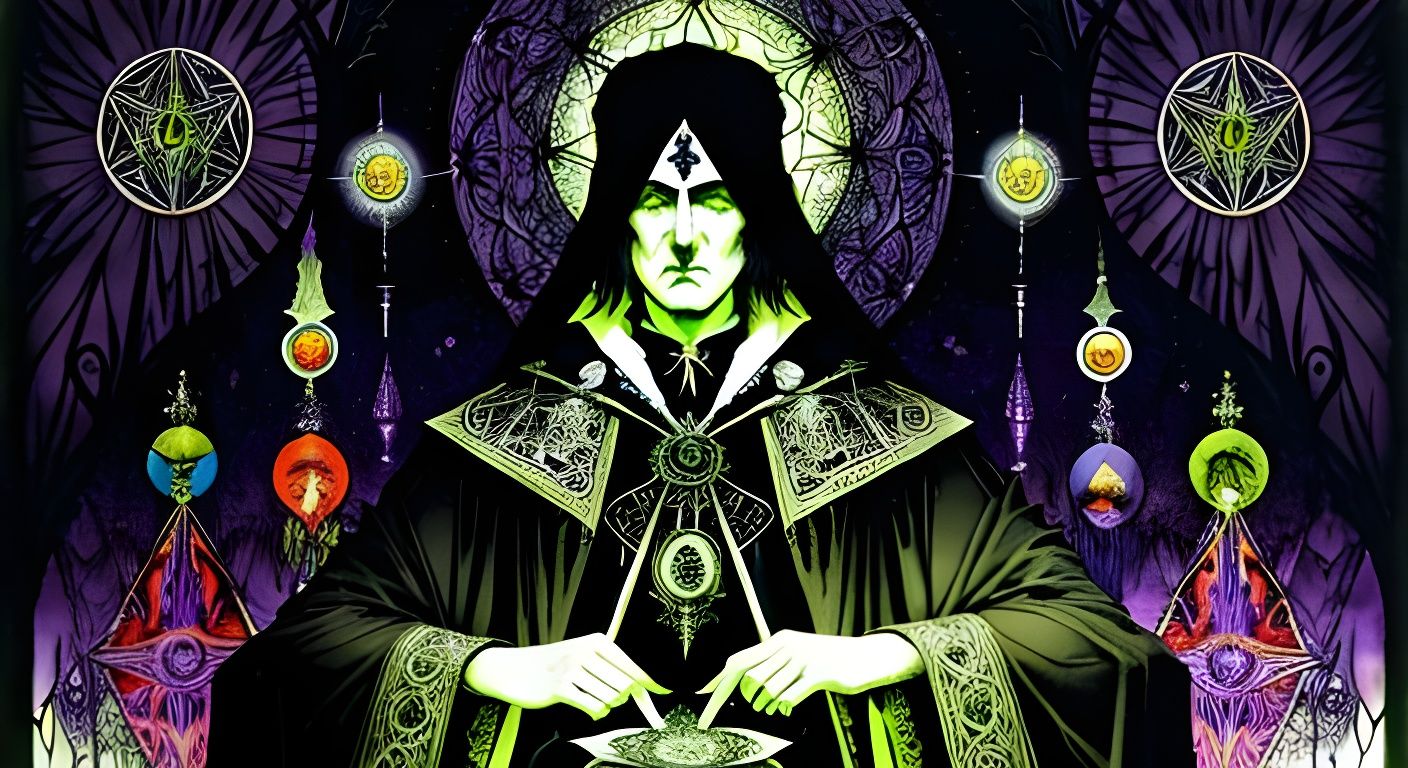 Aleister Crowley in Psychedelic Horror Style