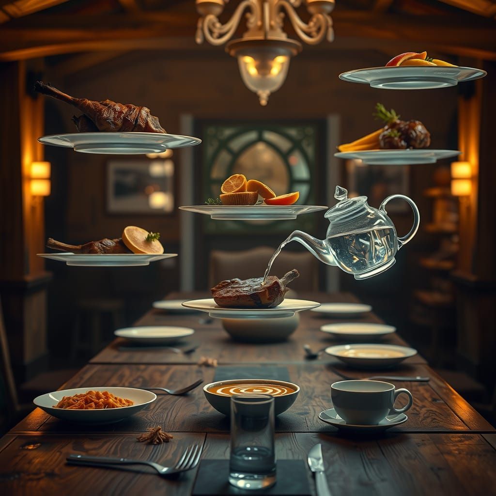 Enchanted Floating Feast in Cinematic Photograph