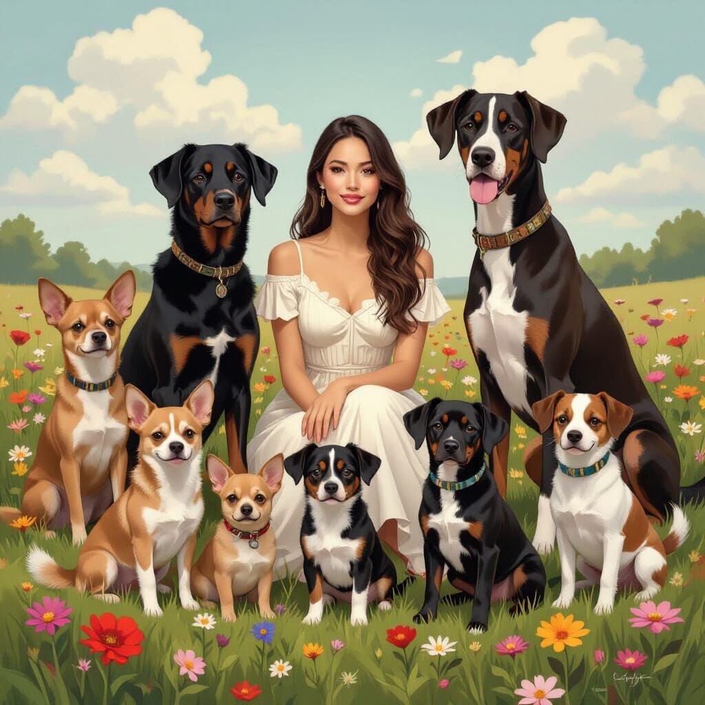 Dog Breeds Portrait in Audrey Kawasaki Style