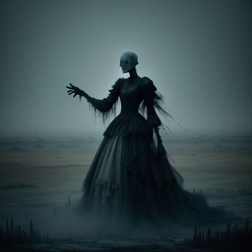 Ghostly Figure Dancing at Haunted New Year's Ball