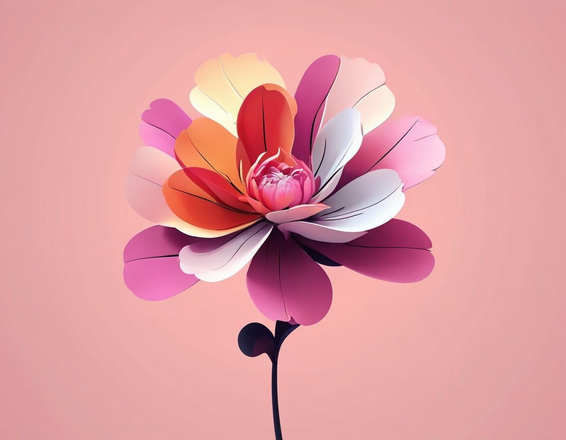 Dreamlike Floral Abstraction in Anime Minimalist Style