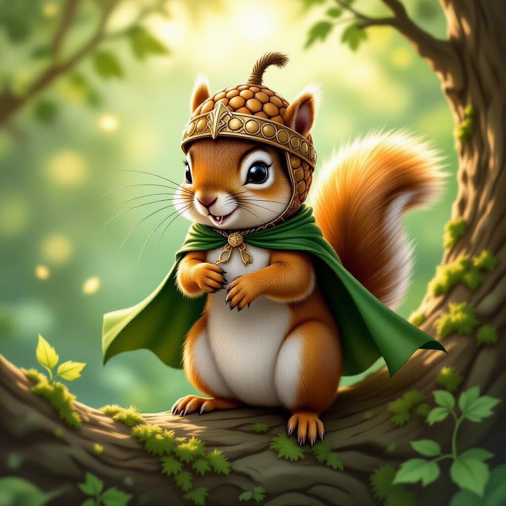 Heroic Squirrel Knight in Acorn Helmet