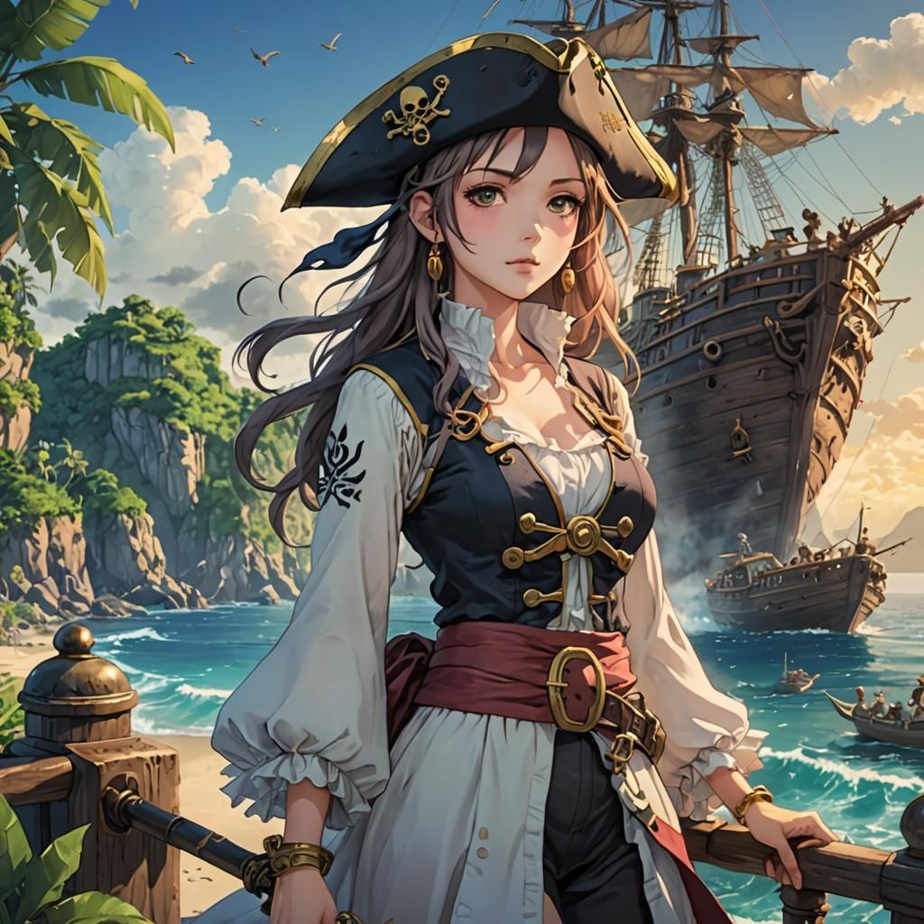 Pirate Queen of Tortuga Bay in Anime Style
