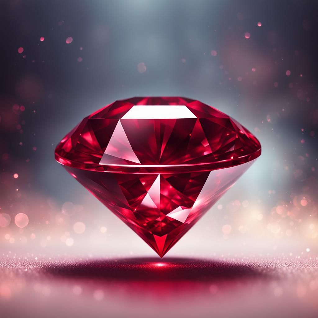 Floating Ruby Radiates Warm Red Light
