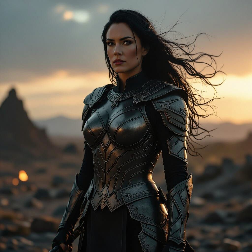 Victorious Lady Sif in Asgardian Armor, Cinematic Lighting