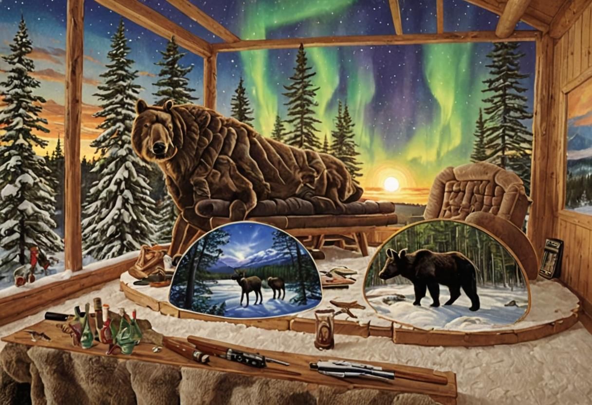 Cozy Photorealistic Living Room Scene with Warm Winter Ambia...