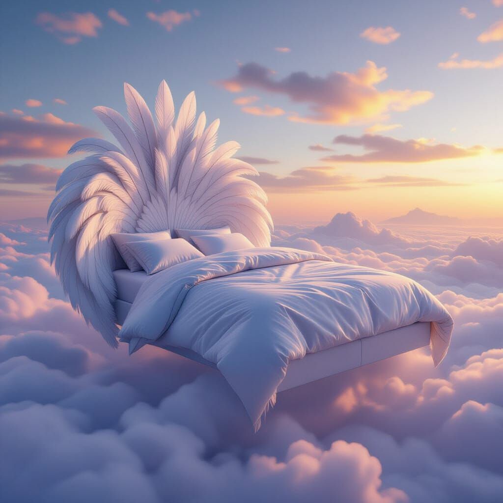 Majestic Feather Bed Floats in Dreamy Sky