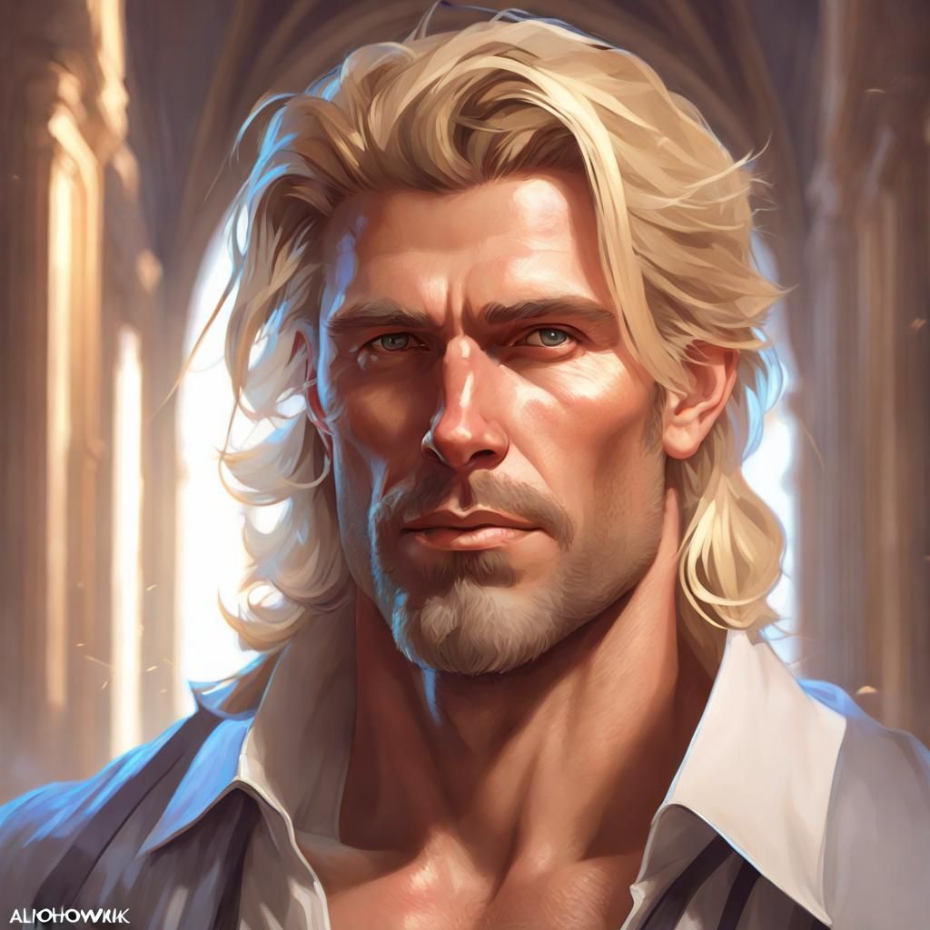 Hyperdetailed Portrait of a Blonde Man in Unreal Engine