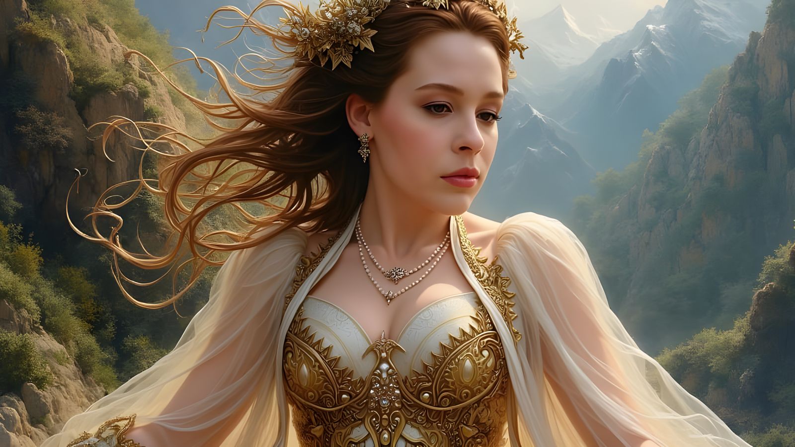 Ethereal Mountain Goddess in Triadic Colors