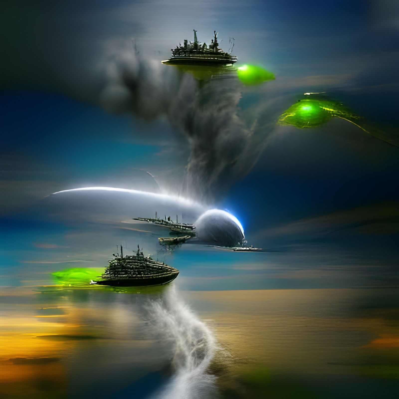 Alien Ship Attacks US Navy: Digital Concept Art