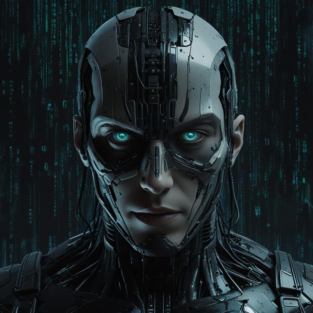 Cyberpunk Glitch in Matrix Simulation