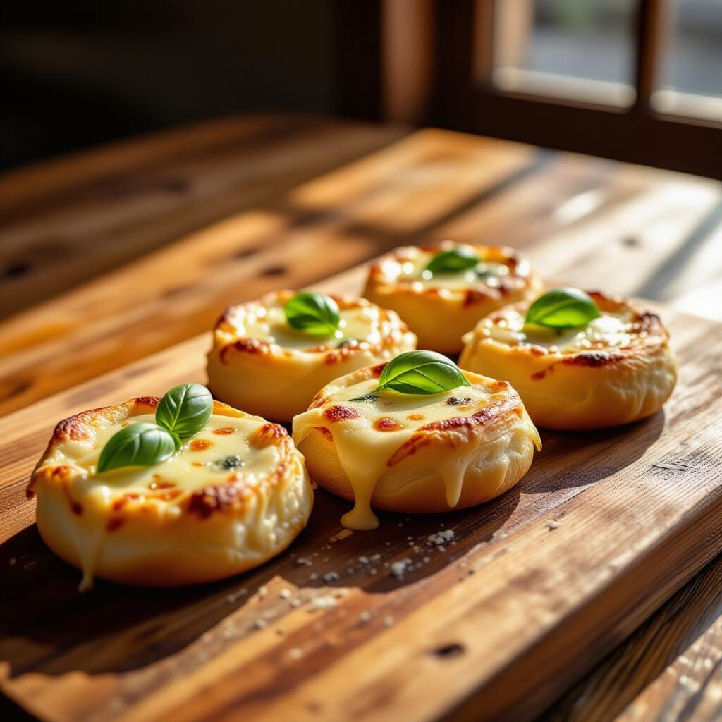 Delicious Pizza Rolls with Melted Cheese and Basil