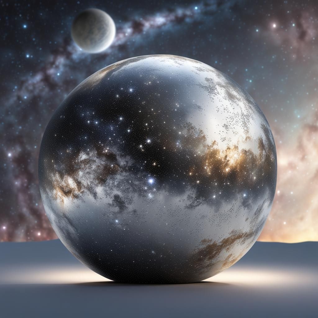Reflective Silver Sphere Mirrored in the Milky Way