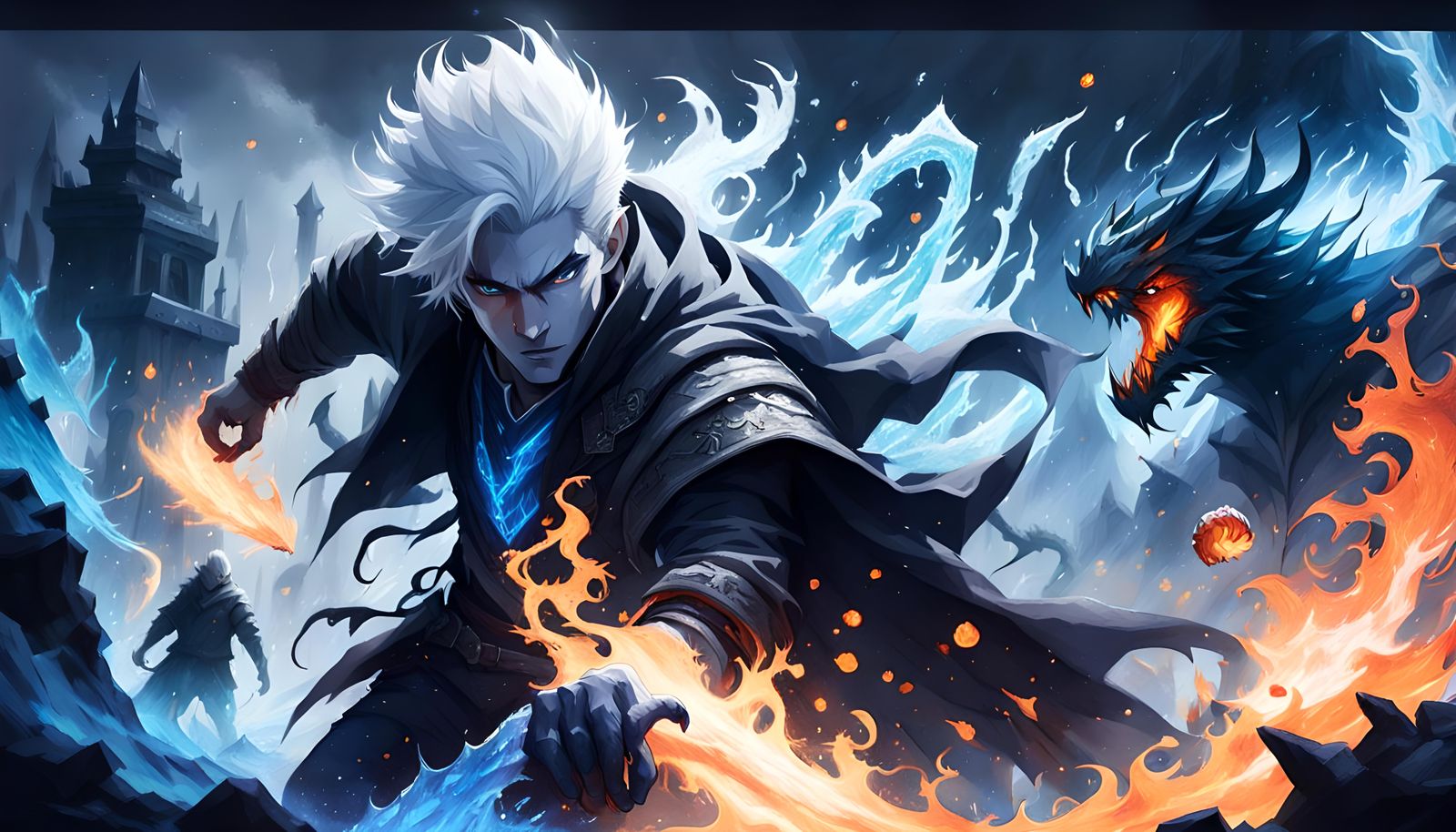 Ice Mage Battles Demon with Fire and Ice