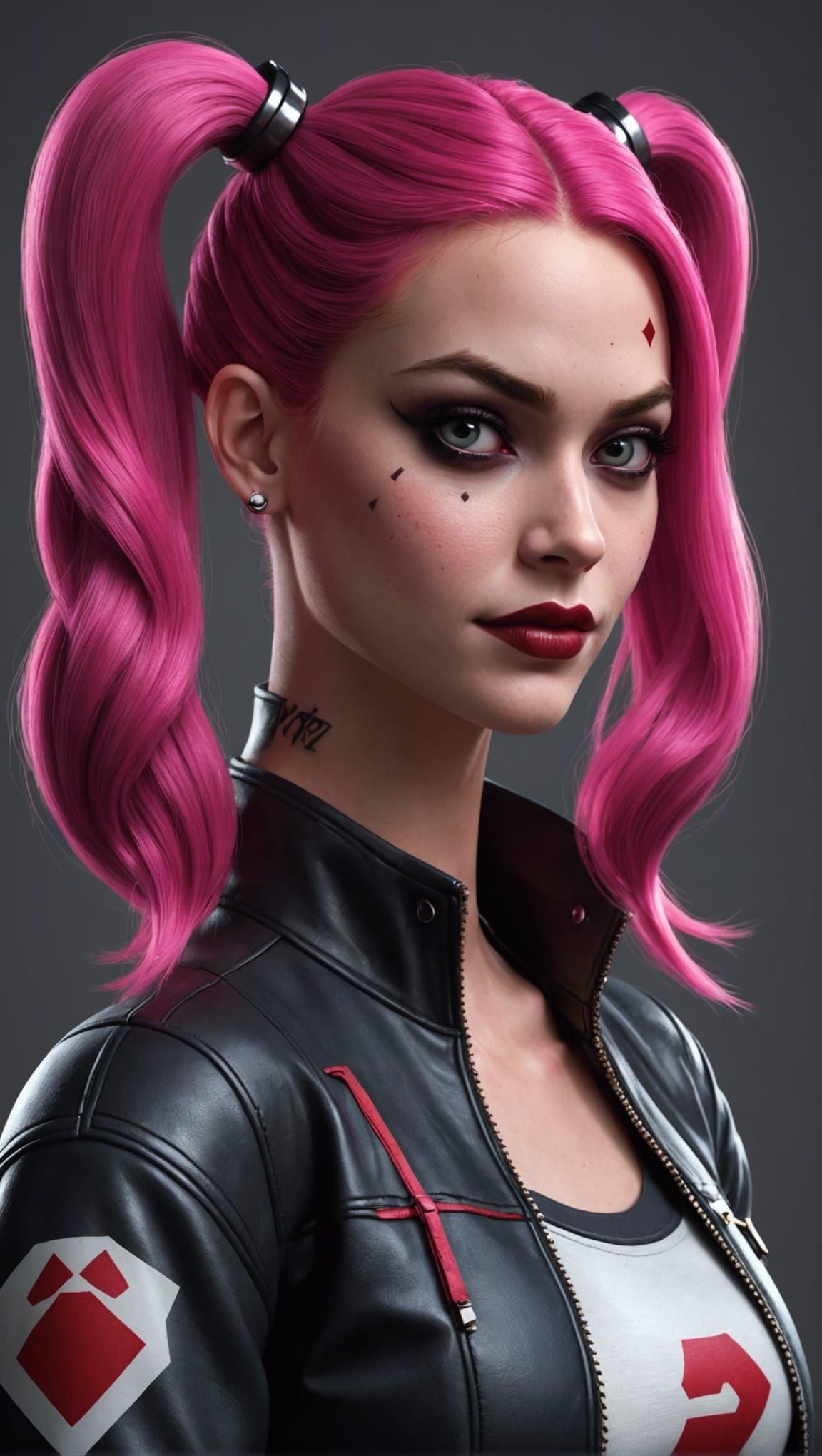 Harley Quinn 3D Render with Pink Ponytails