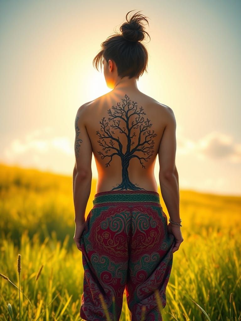 Celtic Tree Tattoo Art in Anime Style
