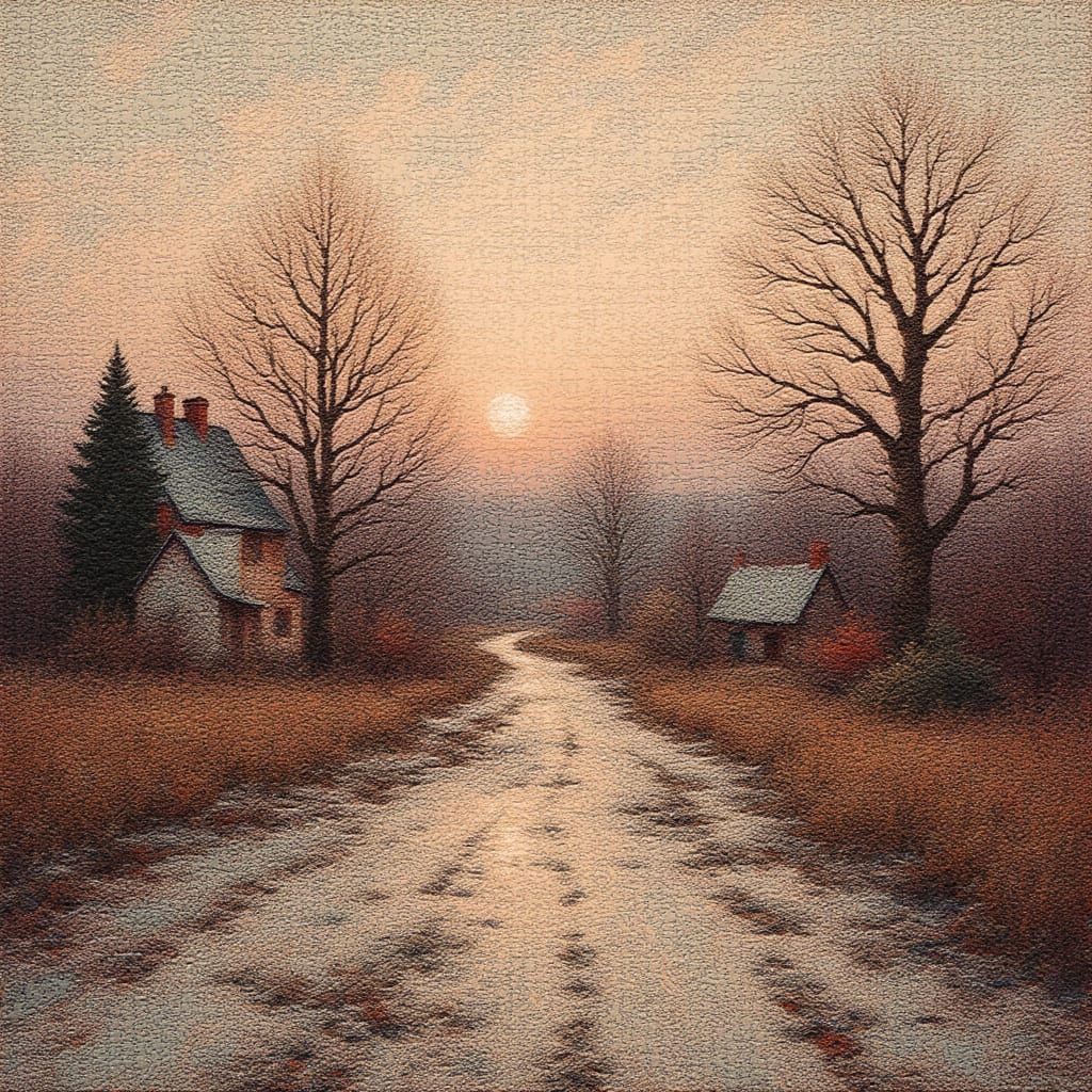 Chilly Autumn Landscape with Bold Brushstrokes