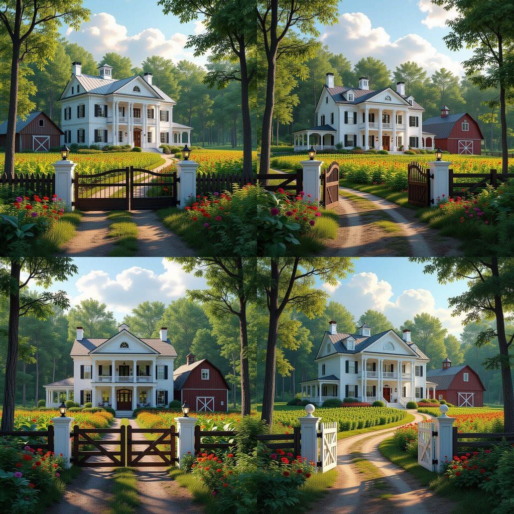 Modern White Mansion on a Verdant Estate