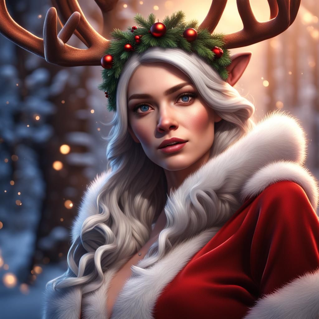 Festive Rudolph Christmas Princess Portrait