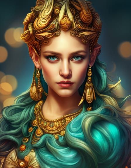 Dreamy Turquoise Goddess in Fantasycore Style