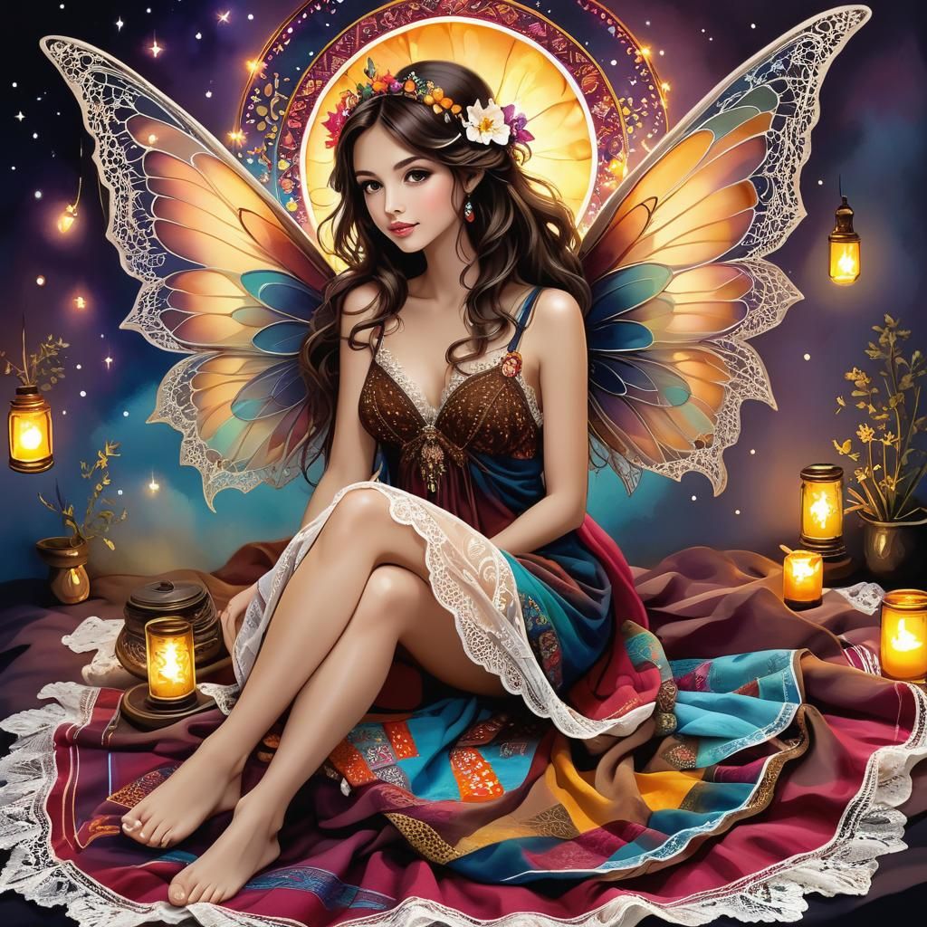 Brunette Fairy with Soulful Eyes: Alcohol Marker Art