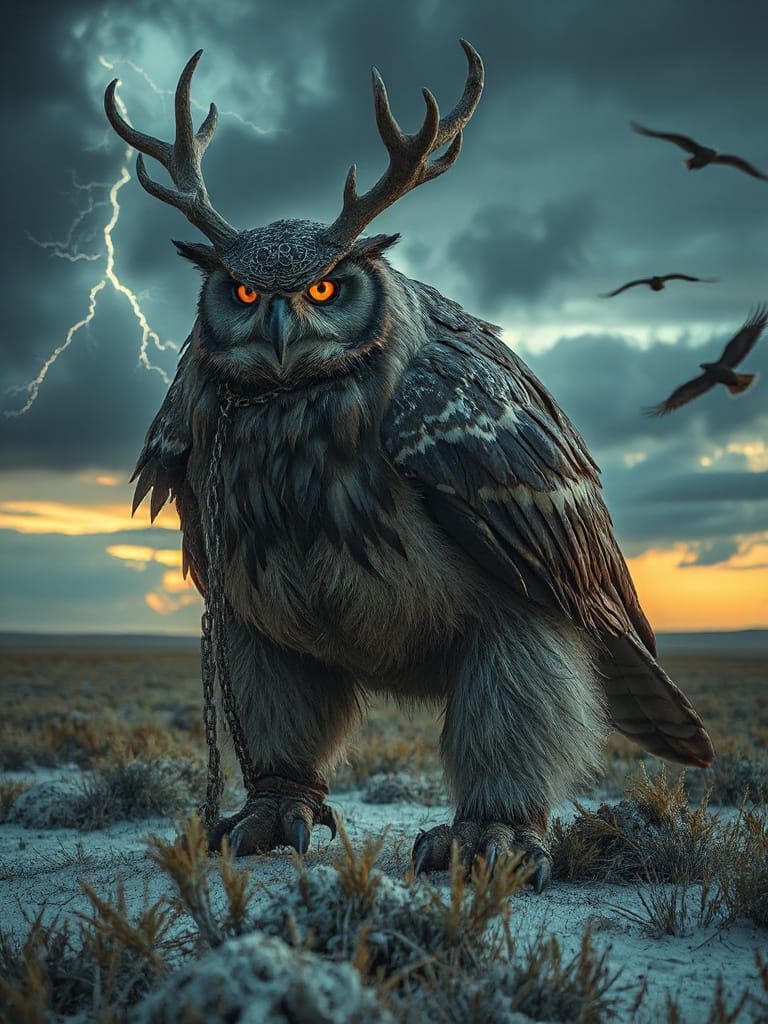 Spectral Owl-Bear Cryptid on the High Plains