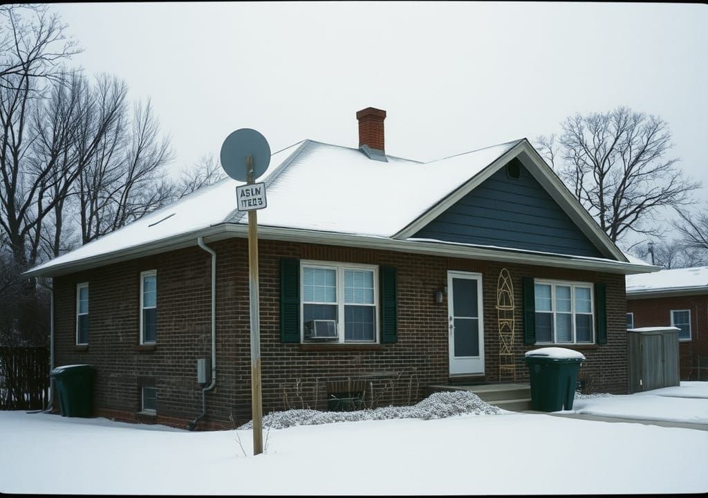 Winter Brick House in Gritty Photographic Style
