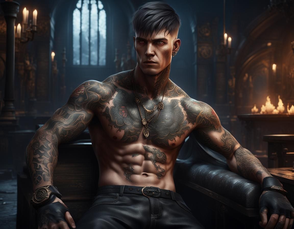 Gritty Portrait of a Scarred Bad Boy