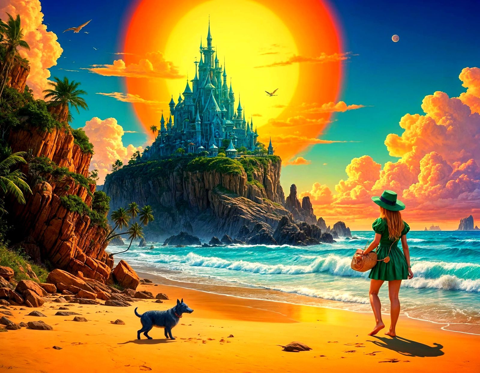 Dorothy and Toto in Oz: A Surreal Dreamscape