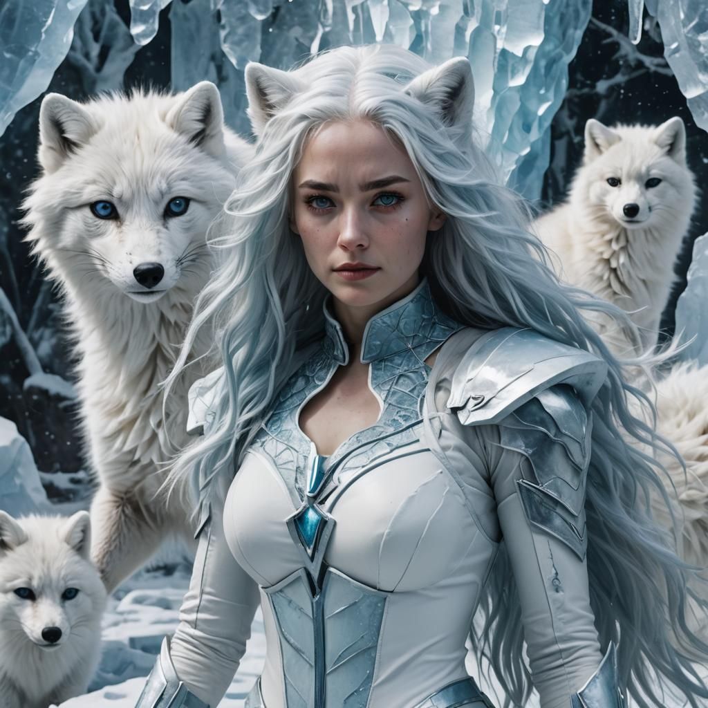 Icy Arctic Fox Superhero Portrait in Unreal Engine