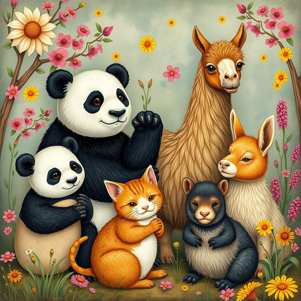 Whimsical Animals in Beatrix Potter Style